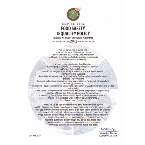 Food Safety and Quality Policy