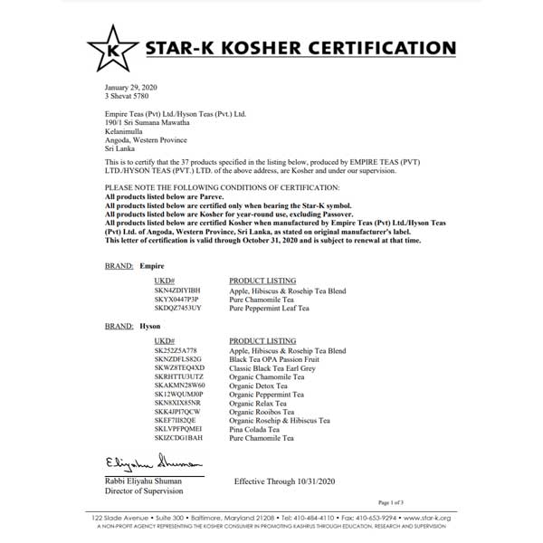 Kosher Certificates