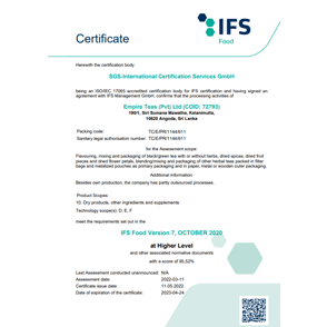 IFS food Certificate 2022